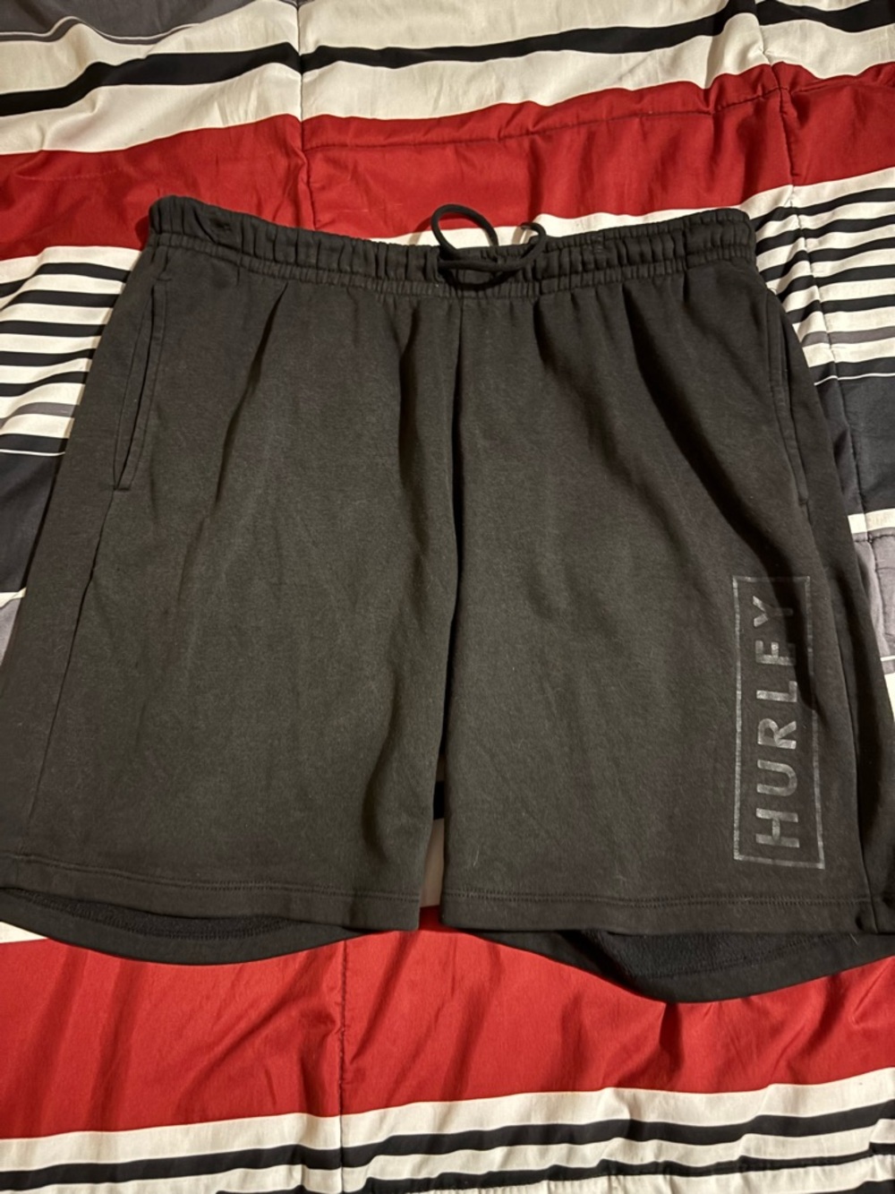Hurley Black Men's Athletic Shorts with Logo Panel